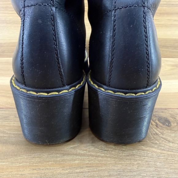 Dr Martens Shriver Hi Boots Womens 8 Black Leather Chunky Combat Heel - Picture 7 of 11